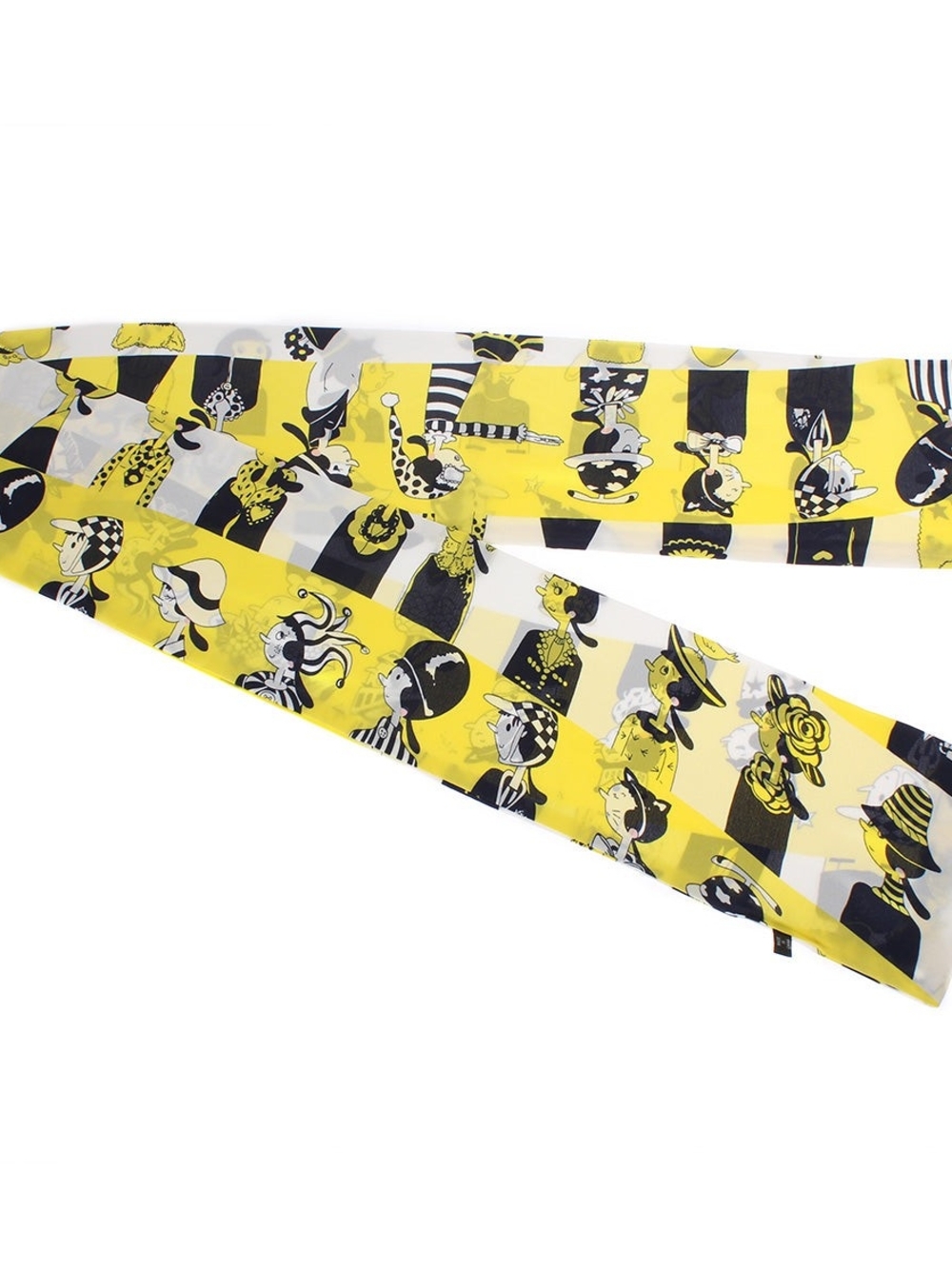 Graphic Yellow, White & Black Patterned Cartoon Olive Oyl Scarf Wrap